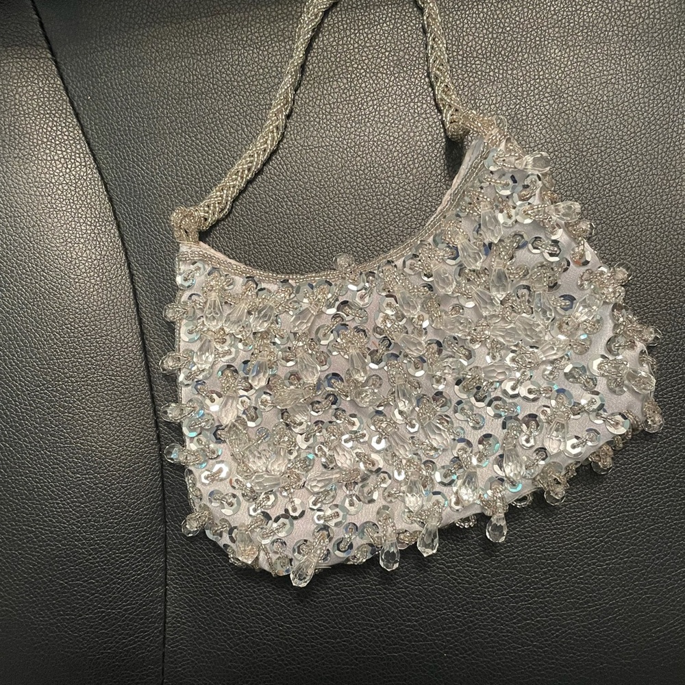 Silver purse with rhinestones